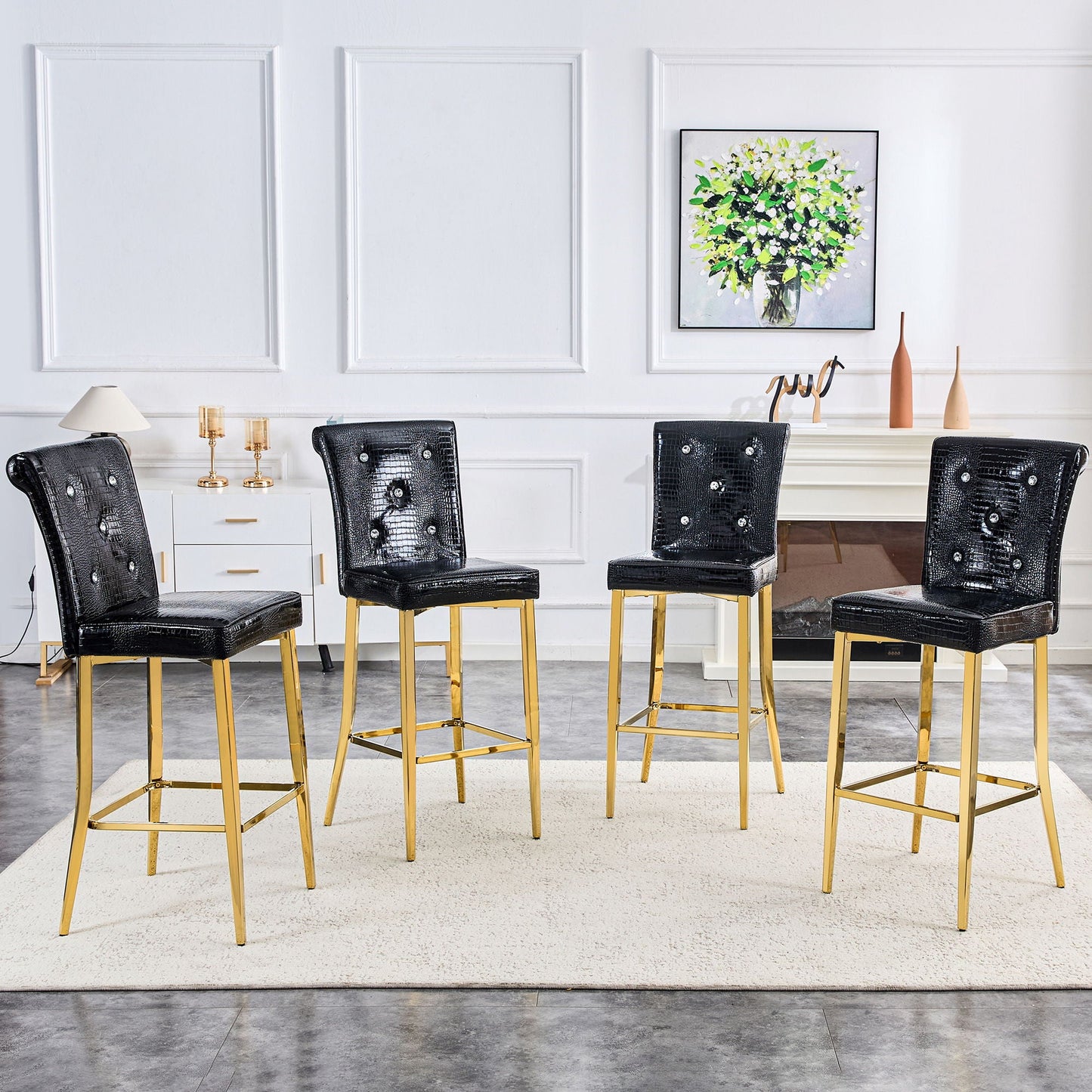 Bar Chairs With Crystal Clasp Design (Set of 2)