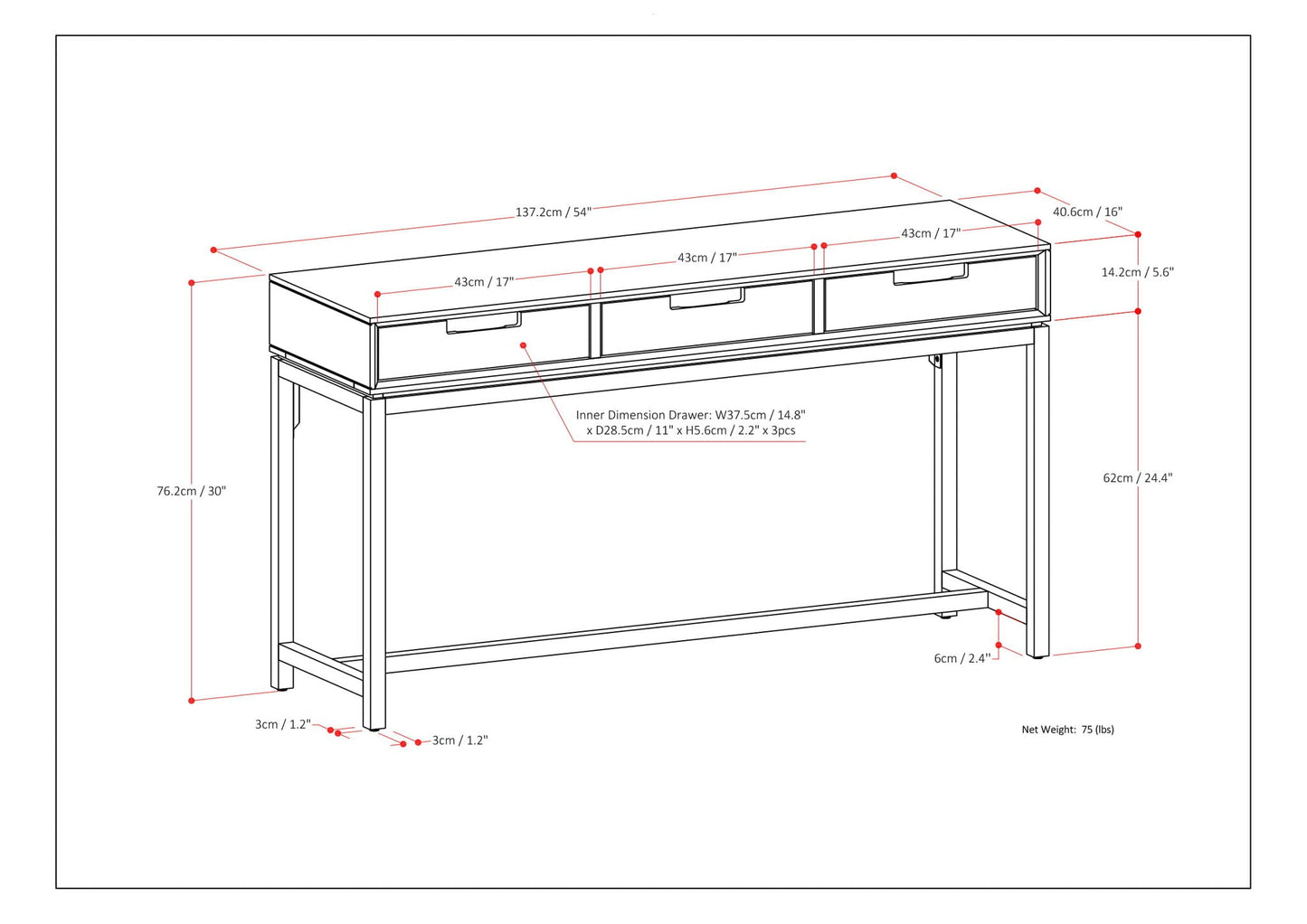 Banting - Wide Console Table - Walnut Brown