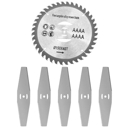 6Pcs High Carbon Steel Alloy Weed Cutter Attachments 5Pcs Metal Blades 1Pc Circular Saw Blade 6in Suitable for Weed Trimming Bush Pruning Tree Cutting
