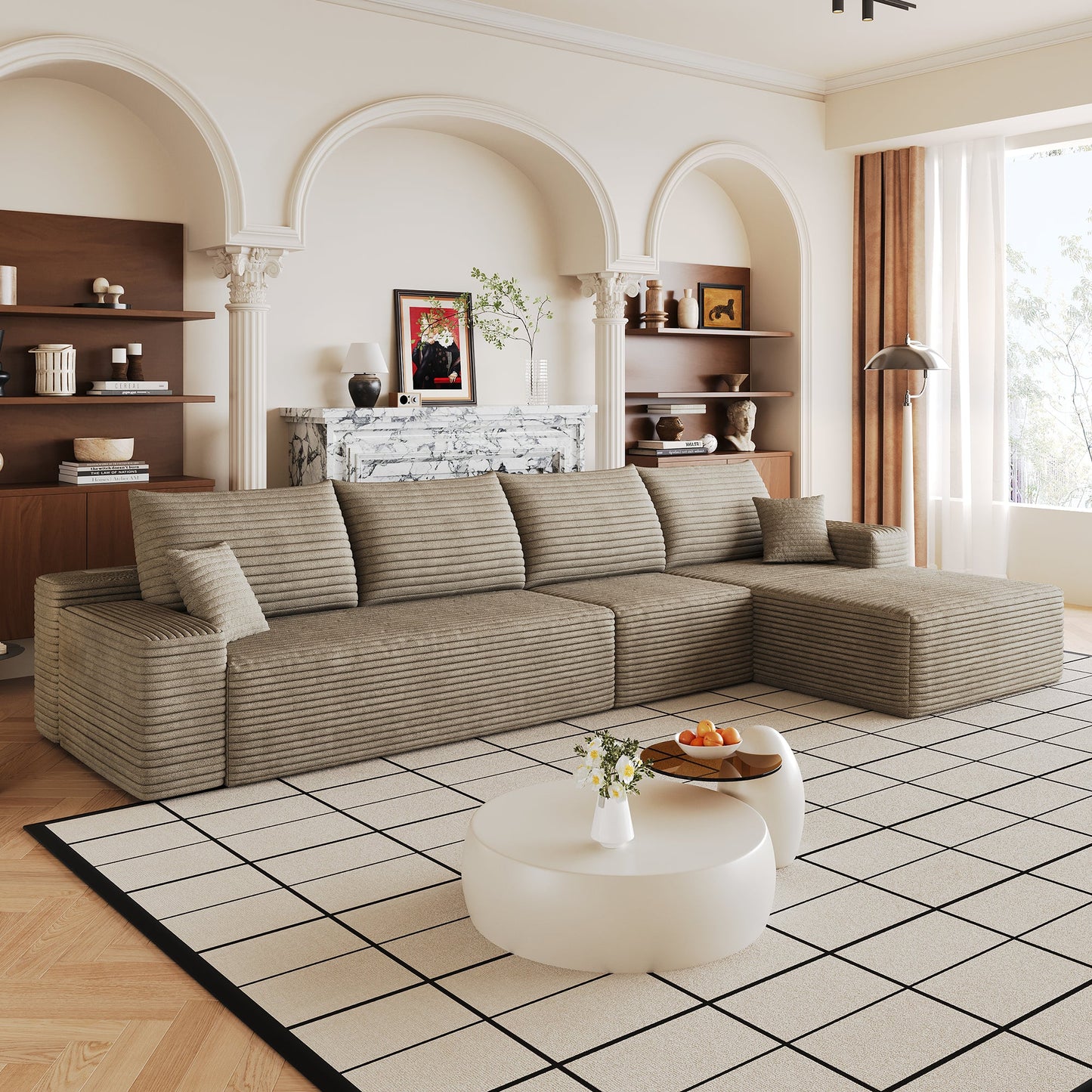 134" Cloud Sectional Couch with L-Shaped Chaise