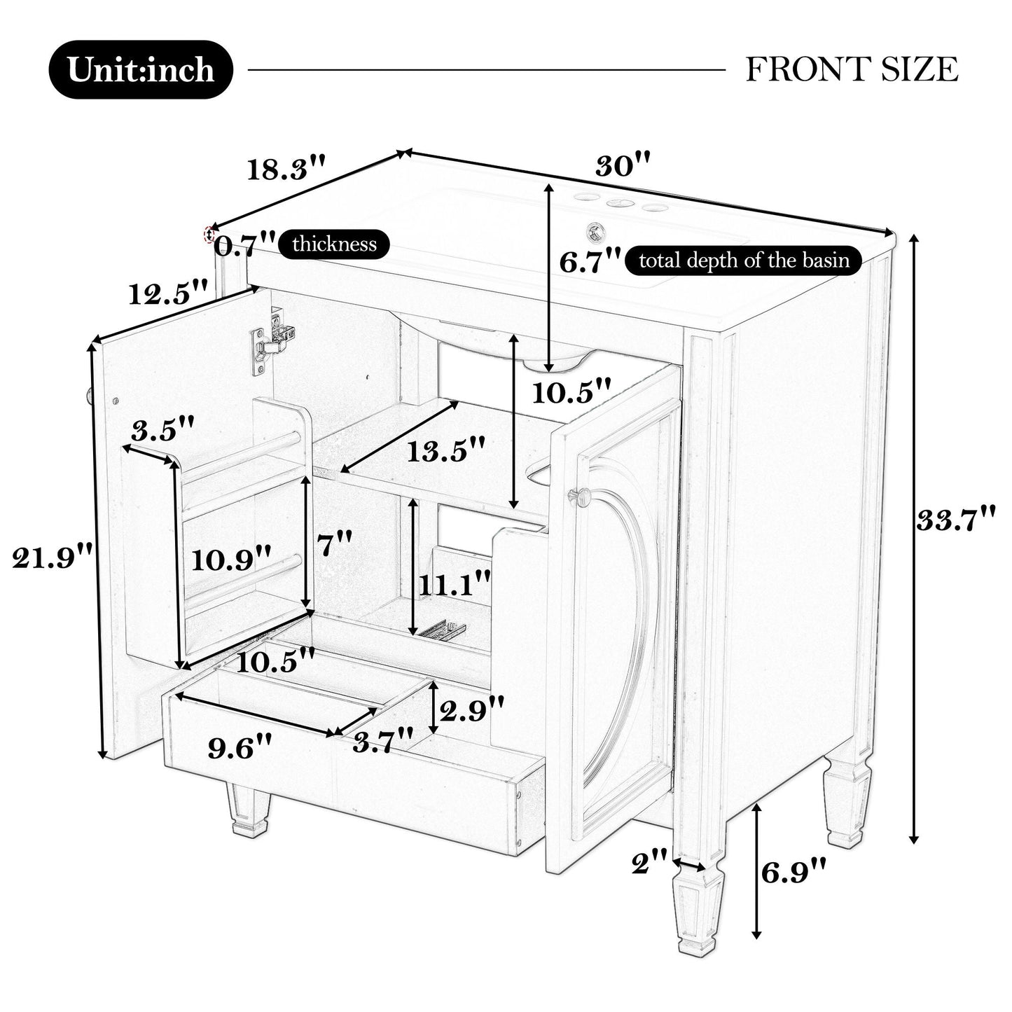 Double Sink Bathroom Vanity Set with Wall Mount Mirror Cabinet