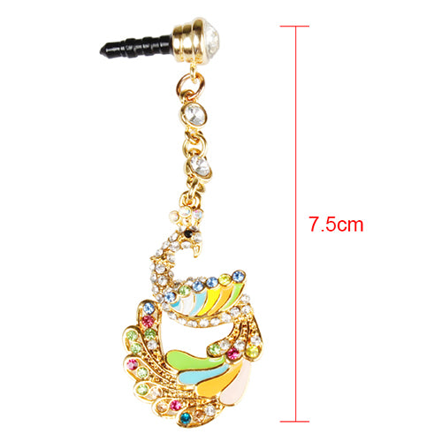 Colorful Crystal Phoenix Dust Plug Pendant for 3.5mm Jack