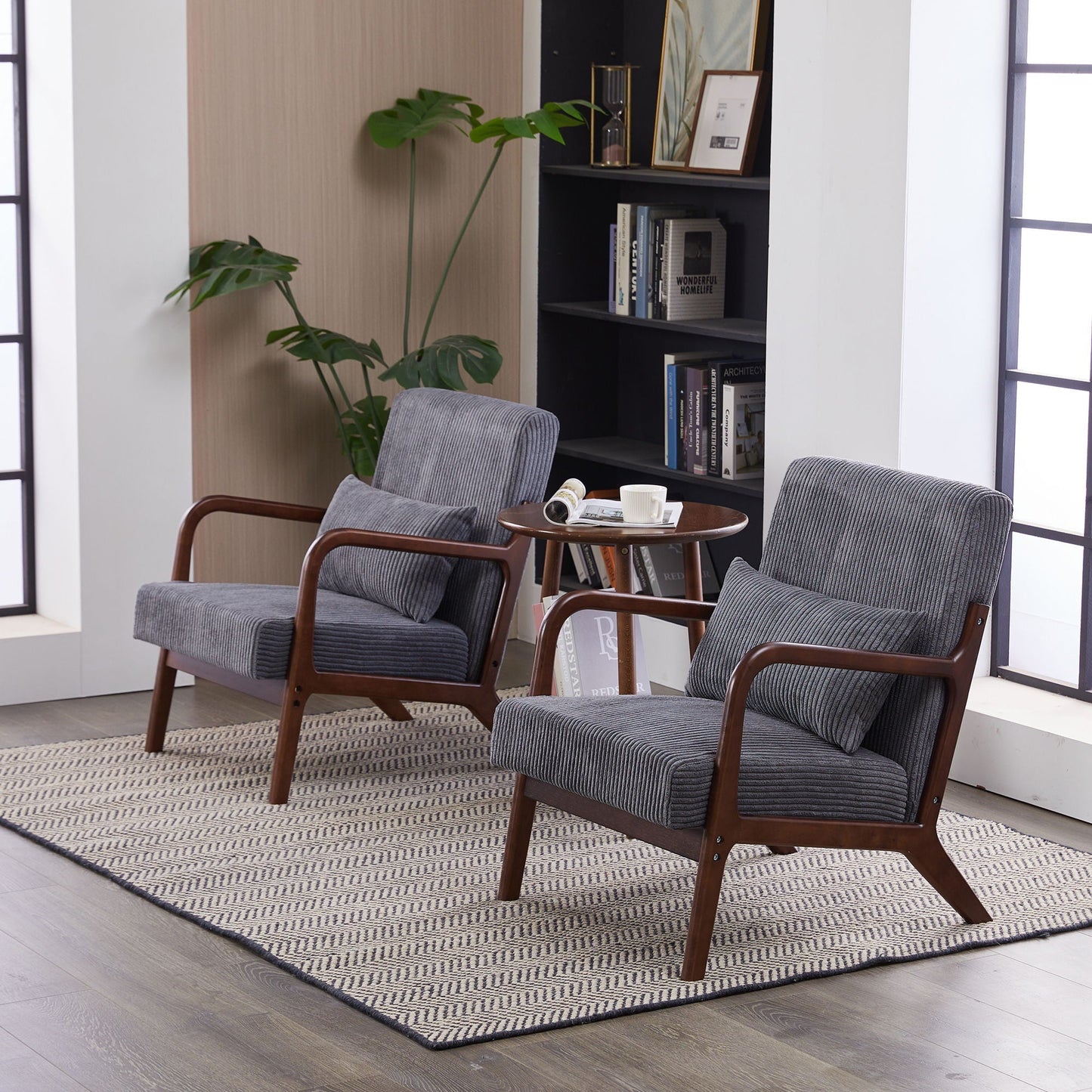 Accent Chair With Pillow And Wood Frame