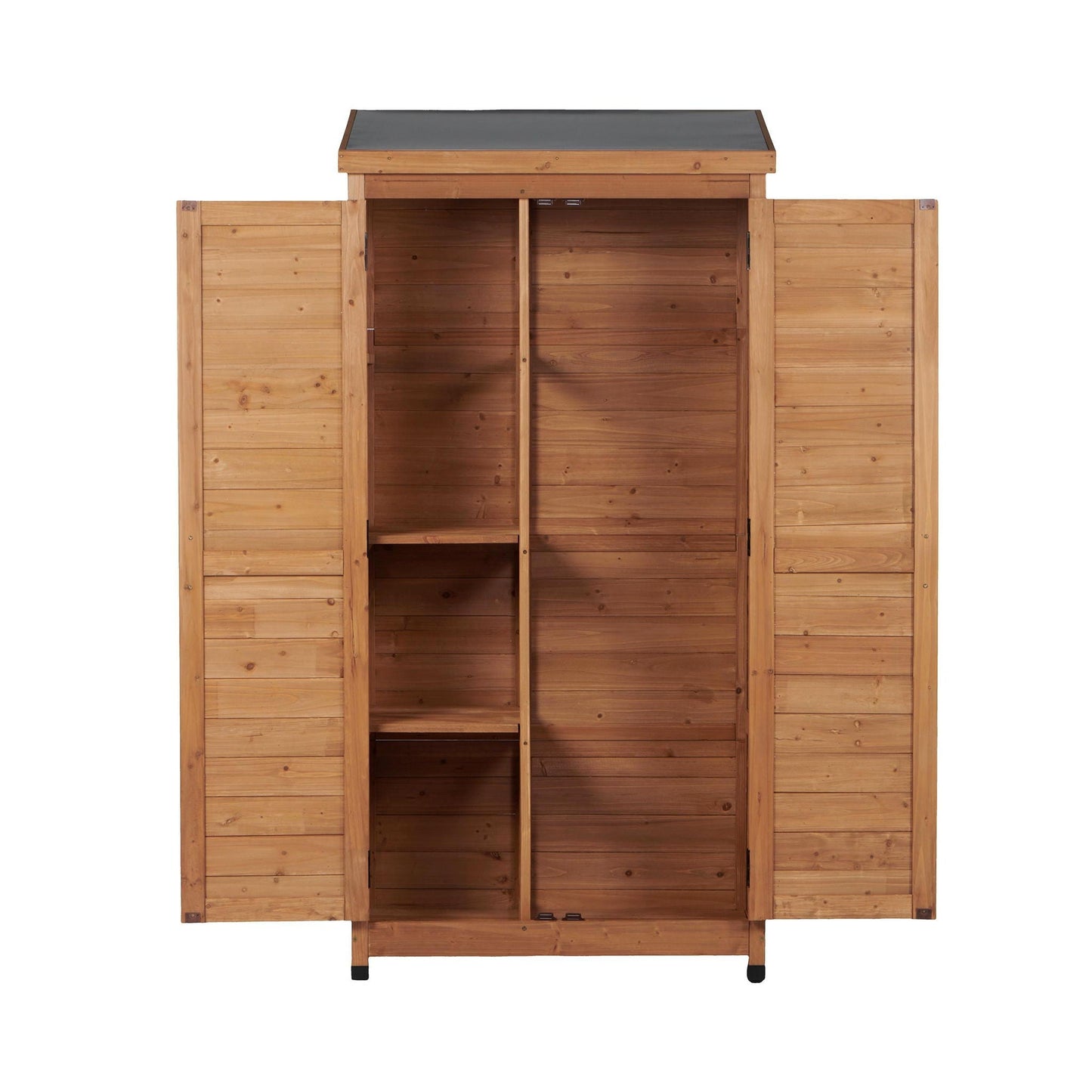Outdoor Storage Shed With Vertical Tool Cabinet For Backyard