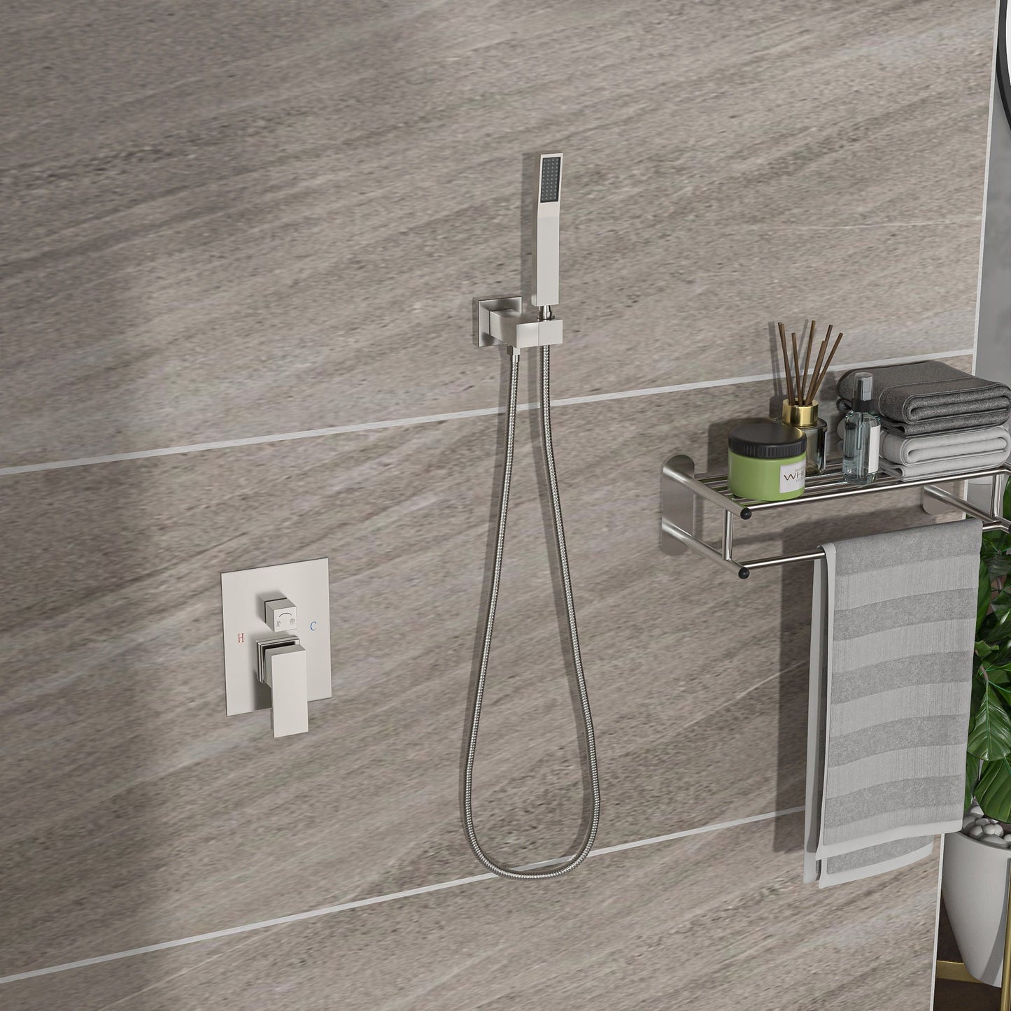Dual Shower Head 16" Ceiling Mount Square Shower System With Rough In Valve