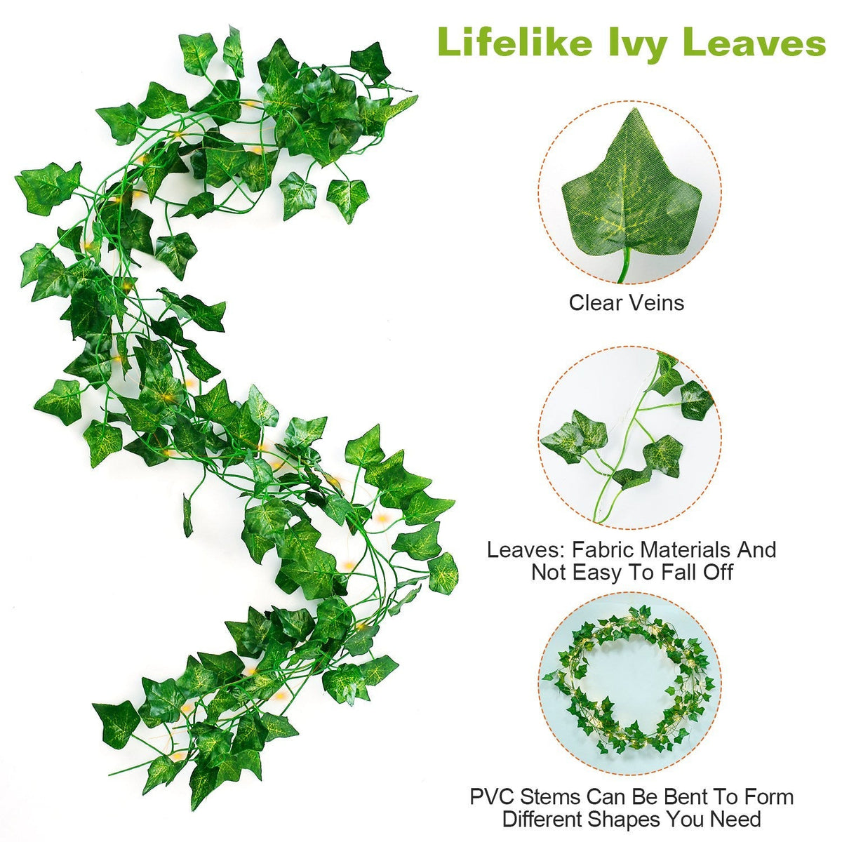 Artificial Ivy Solar Powered String Lights 180Pcs Leaves 50Pcs LED Beads Fake Leaf Fairy Lamps IP65 Waterproof DIY Decorative Night Light For Wedding
