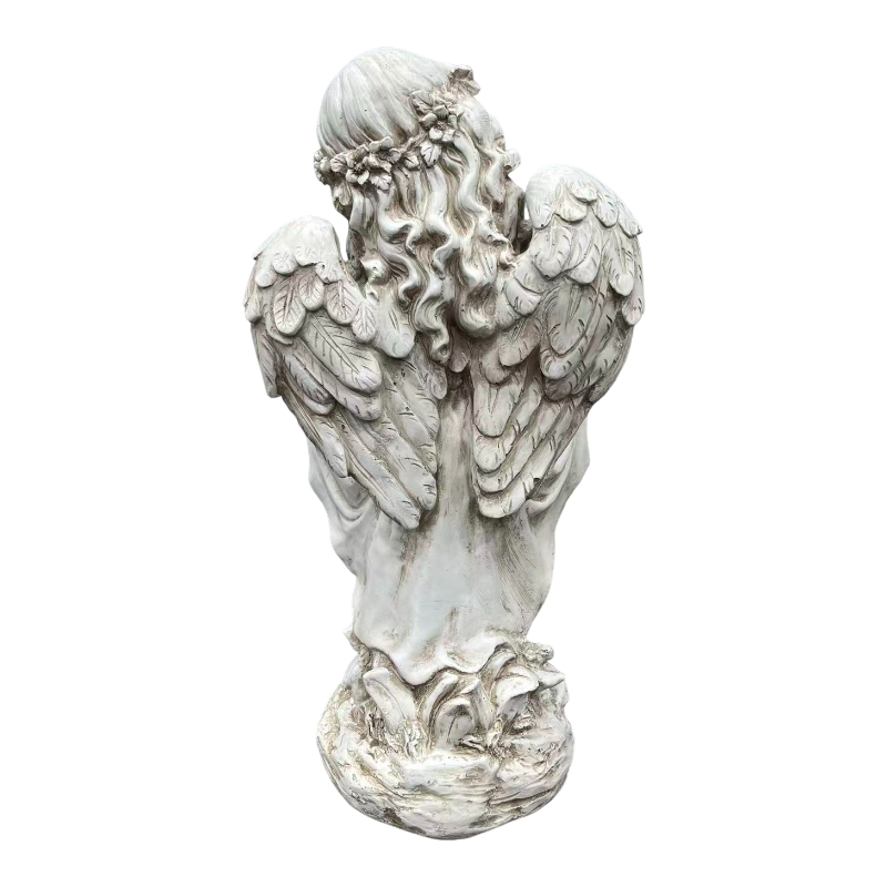 21.06" Tall Weathered Angel Cherub Garden Statue