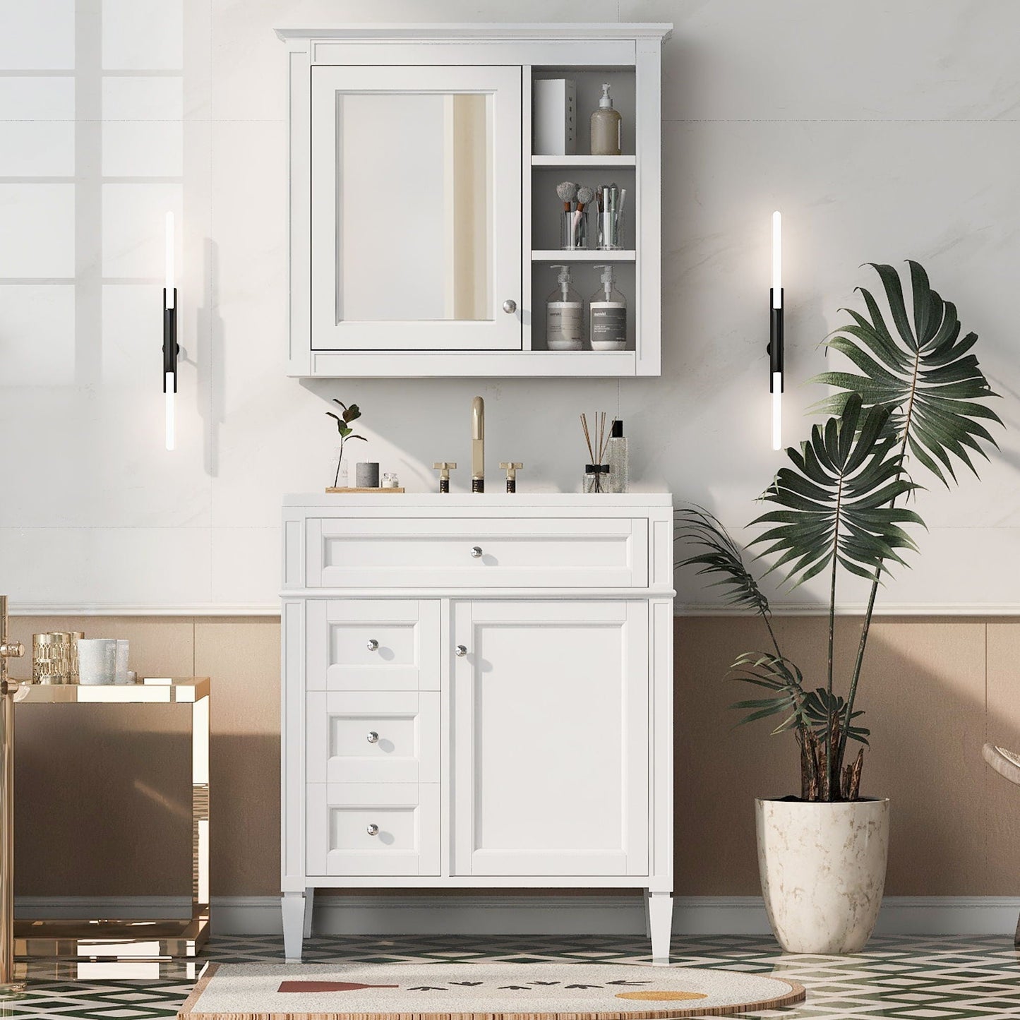 Bathroom Vanity With Medicine Cabinet and Storage