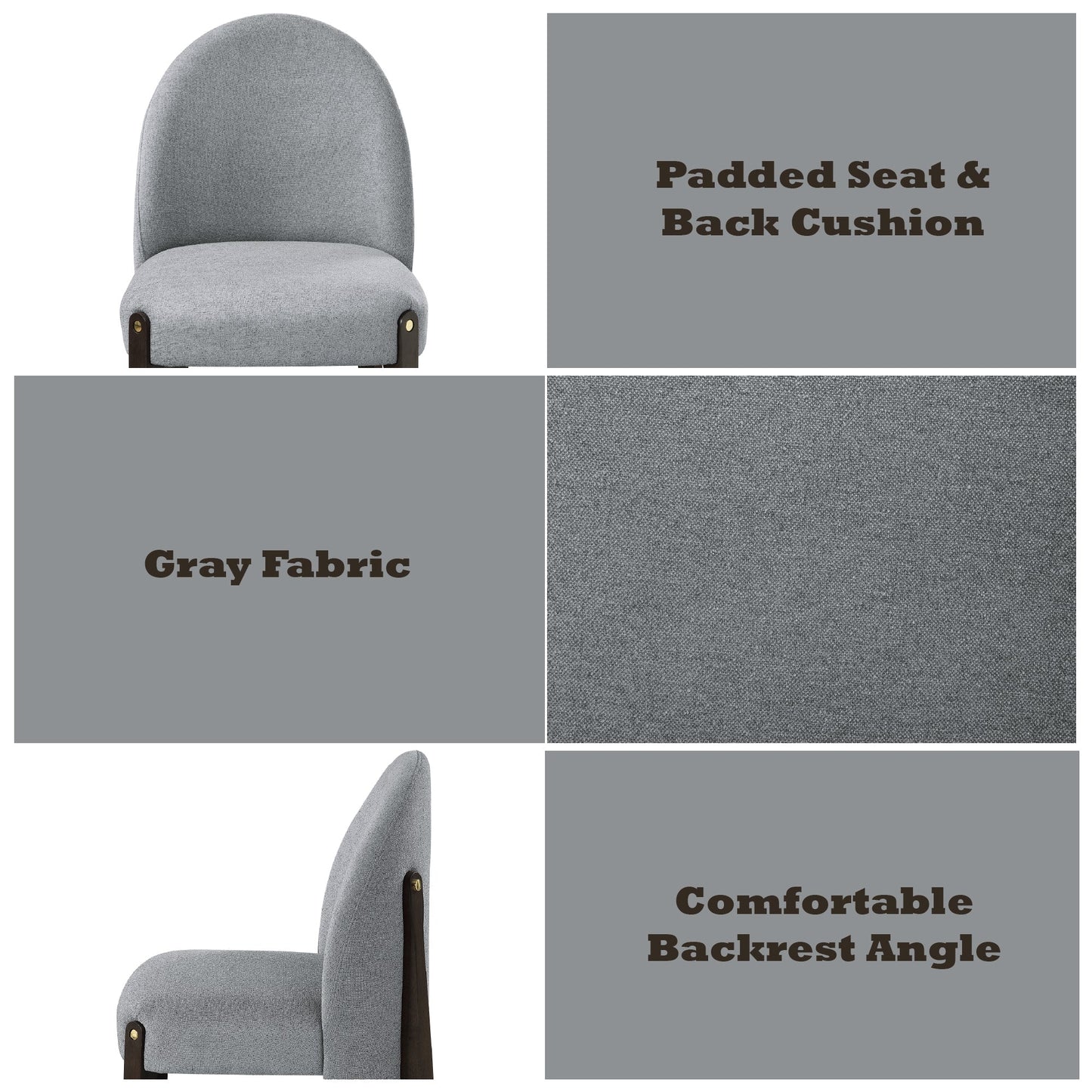 Clayten Gray Fabric and Espresso Finish Dining Chair (Set of 2)