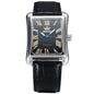 Mens Automatic Mechanical Square-case Leather-strapped Mens Watch Calendar Wristwatch