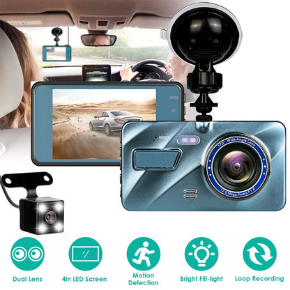 720P Dual Dash Cam Car Camera Recorder Looping Recording Car DVR Driving Vehicle Recorder with Motion Detection Light