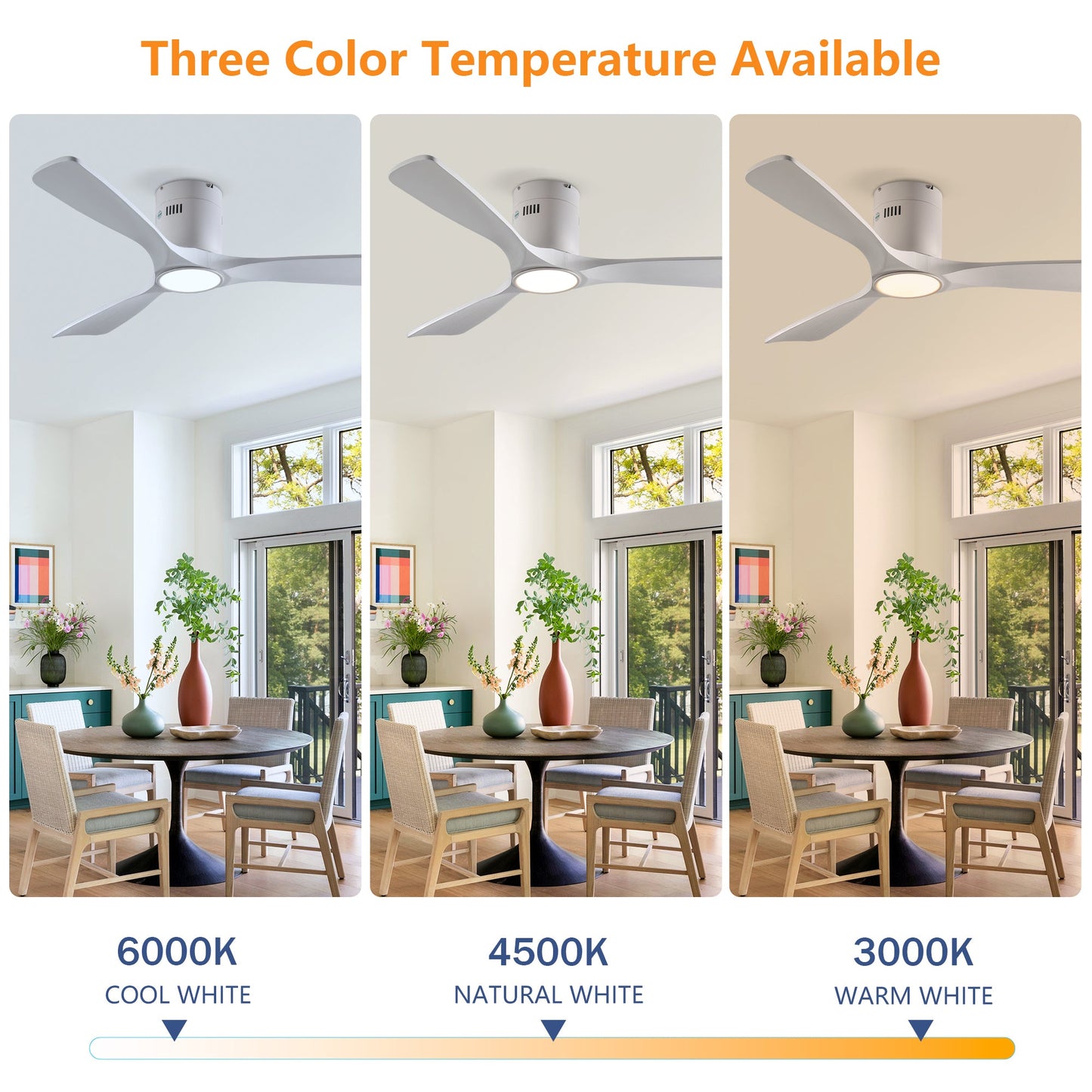 52 Inch Mounting Type Solid Wood Ceiling Fan With Light Kit