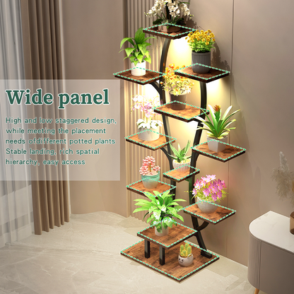 Vase Shape Indoor Plant Stand with Adjustable Grow Lights - Metal & MDF