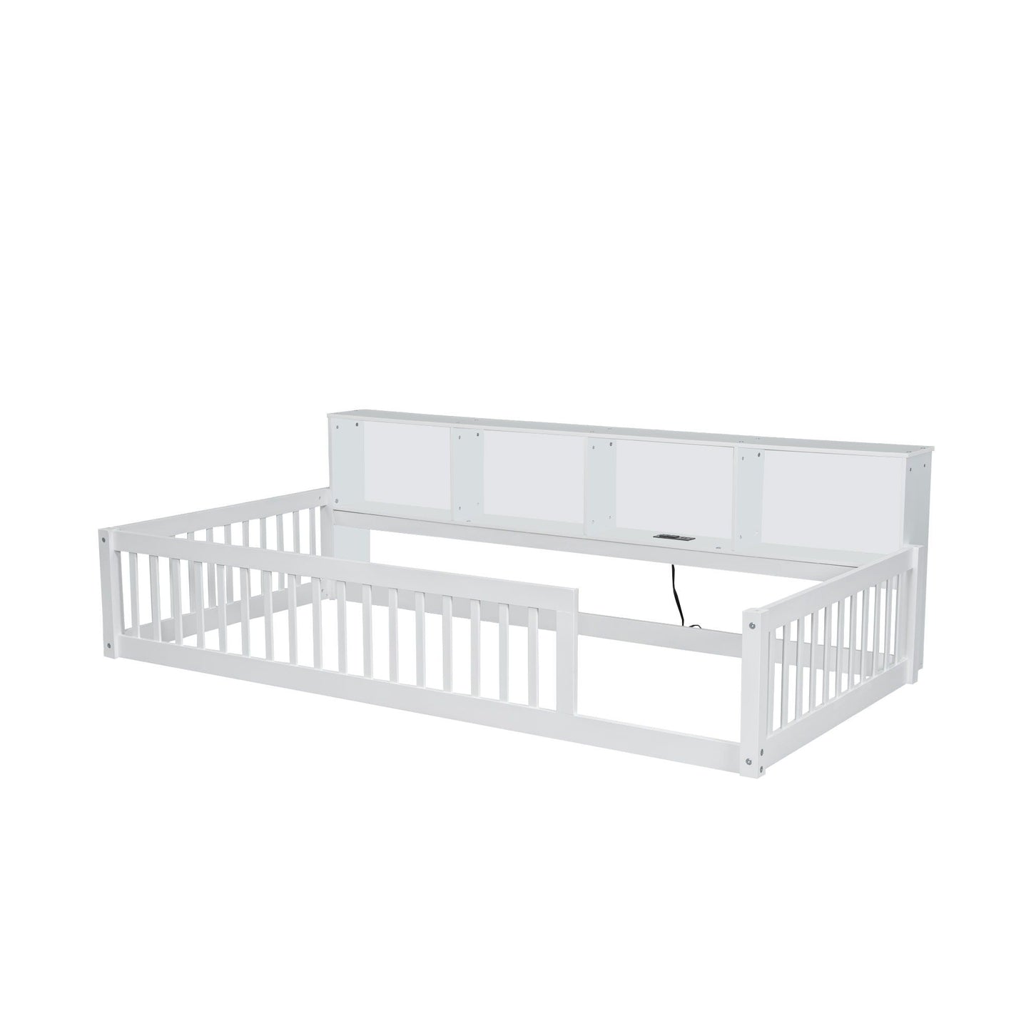 Floor Bed With Storage Cabinets And USB Ports