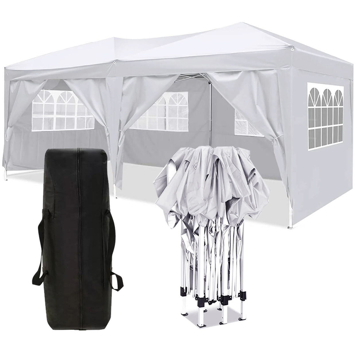 10'x20' EZ Pop Up Canopy Outdoor Portable Party Folding Tent with 6 Removable Sidewalls
