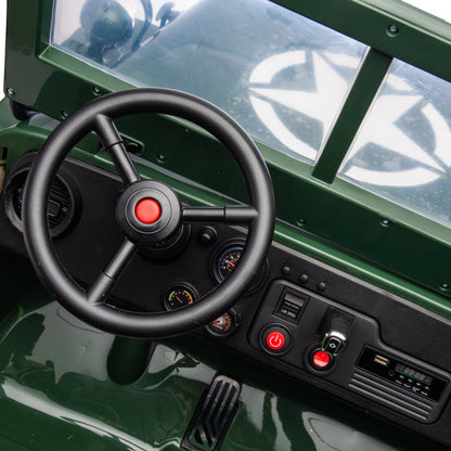 24V Magic Cars Military Willy Jeep 3 Seater Electric Ride on