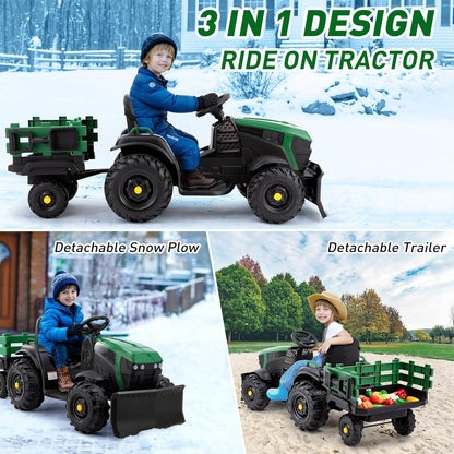 24V Ride-On Snow SUV Toy with Snow Plow Scoop and Parental Remote Control