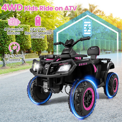 24V Kids ATV 2-Seater with 4 Motors with LED Lights and Music