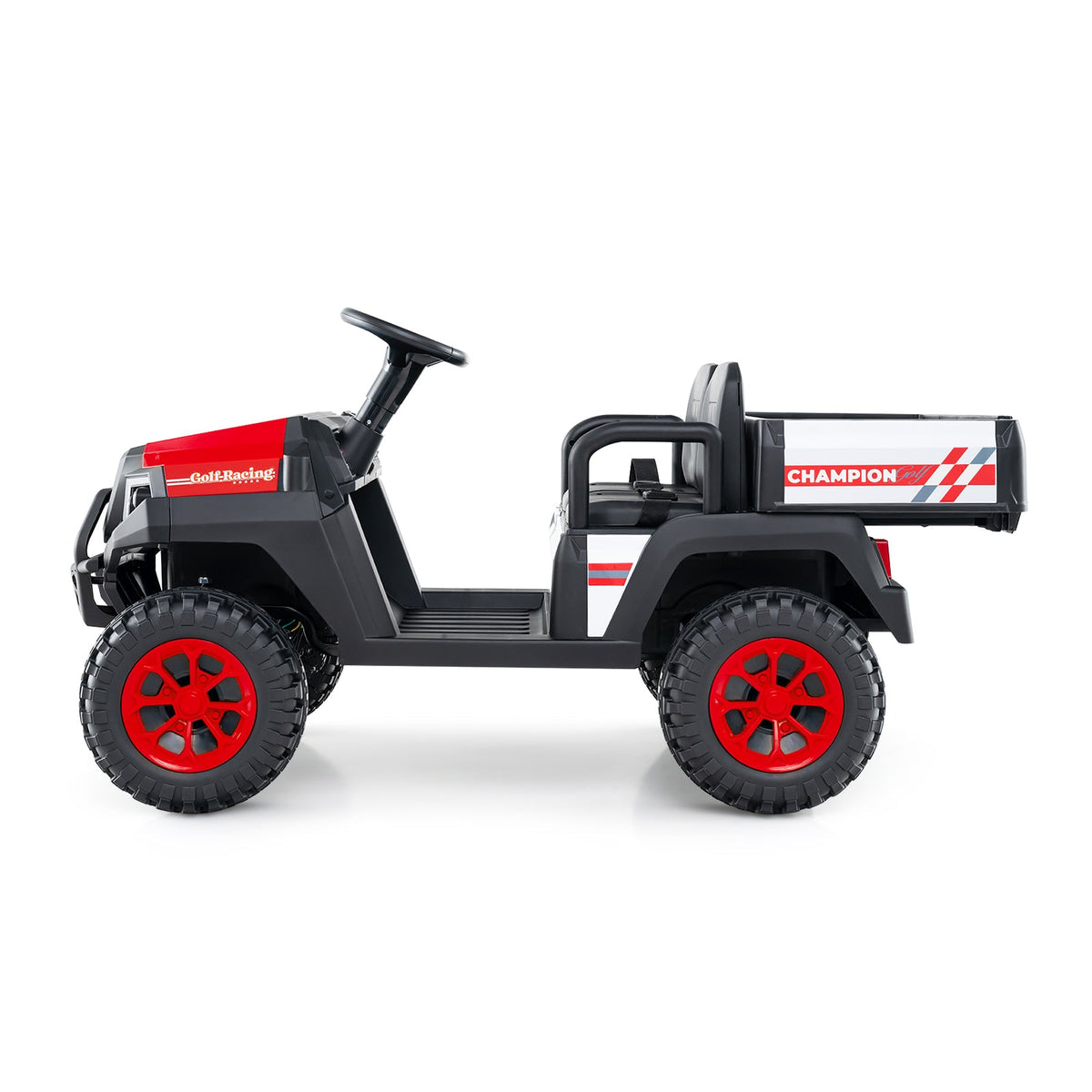 24V Kids Golf Cart 4WD 2-Seater Ride on Car with Storage Trunk and Horn-Red