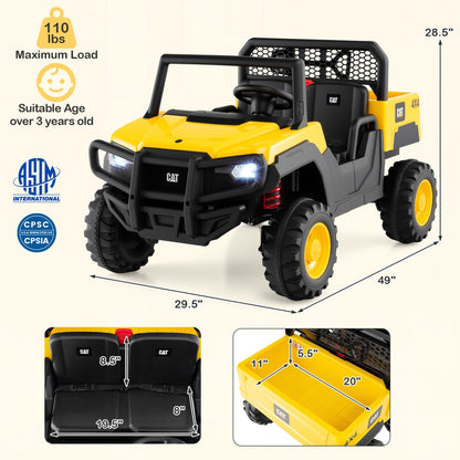 24V Ride-On Dump Truck 2-Seater with Remote Control - Yellow