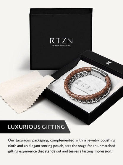 Brown Leather & Silver Box Chain Bracelet