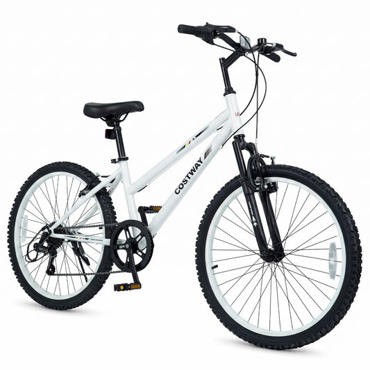 24 Inch Kids Mountain Bike Adjustable with 7 Speed and Suspension Fork