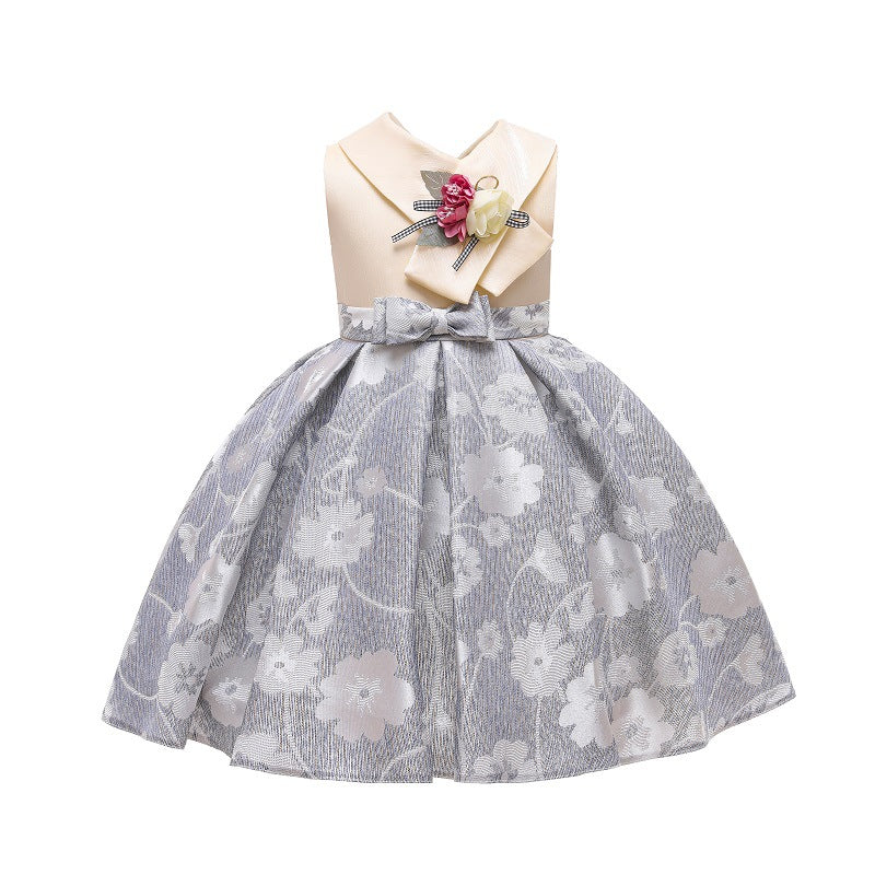 V Neck Flower Temperament Children's Wear
