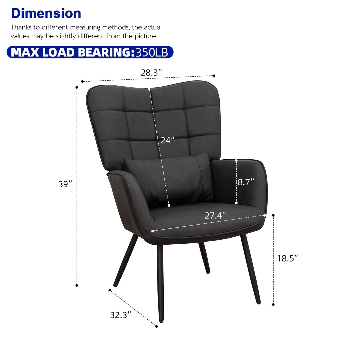 Modern Accent Arm Chair High Back With Metal Legs And Soft Padded