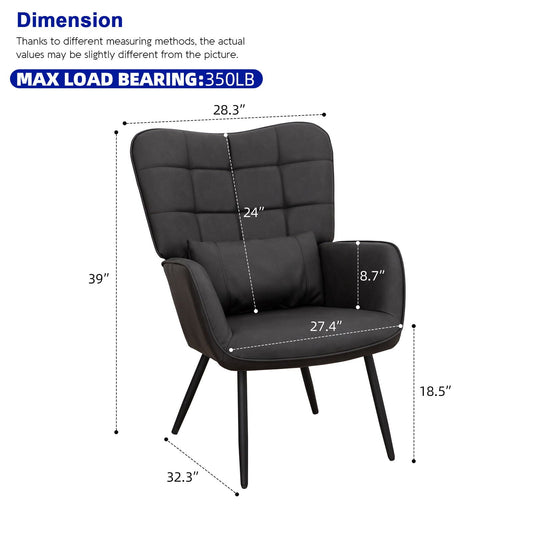 Modern Accent Arm Chair High Back With Metal Legs And Soft Padded