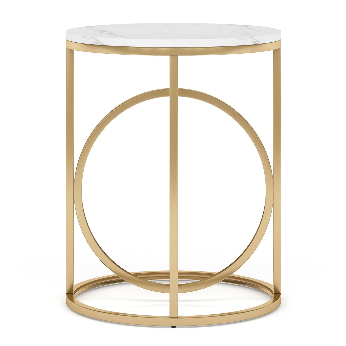 Round End Table - White / Gold