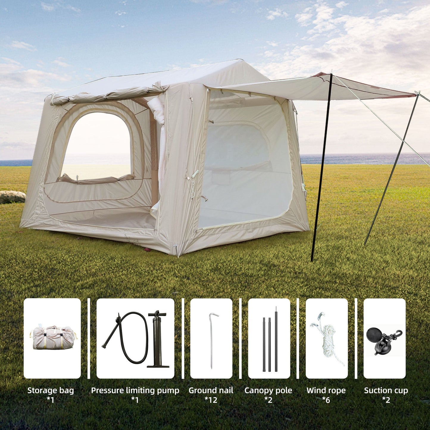 Inflatable 4-8 Person Waterproof Camping Tents