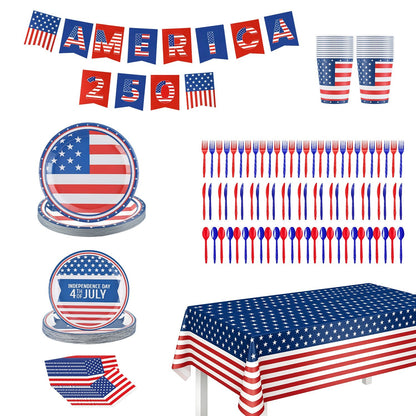 4th of July Party Supplies Set for 24 Guests - 181 Pieces