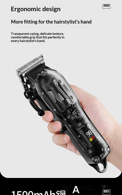 High-Power Pet Clipper With Transparent Shell & Digital Display