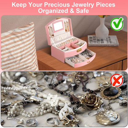 2-Layer Lockable Jewelry Box with Travel Handle
