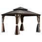 13x13FT Outdoor Hardtop Gazebo with Galvanized Steel Double Roof