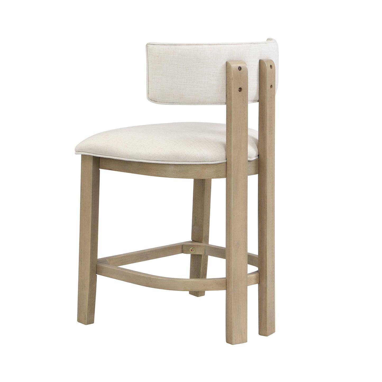 26" Counter Height Bar Stool, Upholstered Counter Stools (Set of 2) - Light Ash + Beige