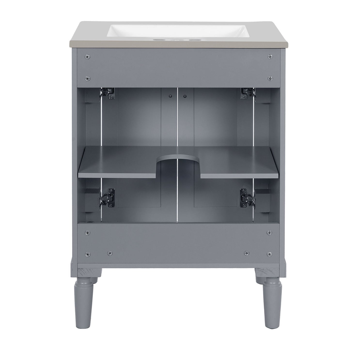 Bathroom Vanity With Top Sink, 2 Tier Storage Cabinet
