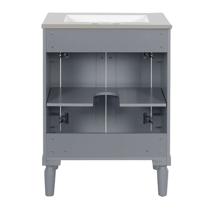 Bathroom Vanity With Top Sink, 2 Tier Storage Cabinet