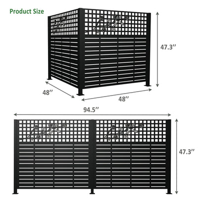 W48" x H47.3" Metal Privacy Screen with Rose Design