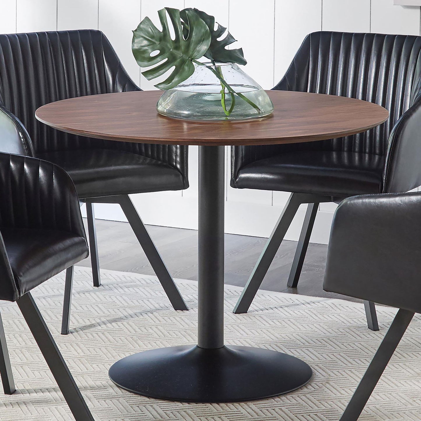 Round Dining Table With Pedestal Base - Warm Walnut