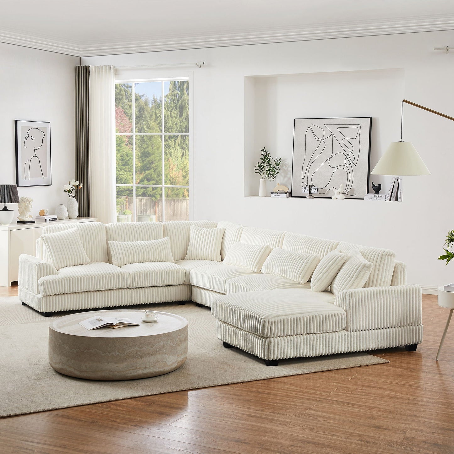Oversized Sectional Sofa U - Shaped Sofa Couch Modern Sofa Upholstered In Soft With A Chaise Lounge For Living Room