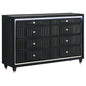 Ravenne 8-drawer Velvet Upholstered LED Dresser Cabinet Black