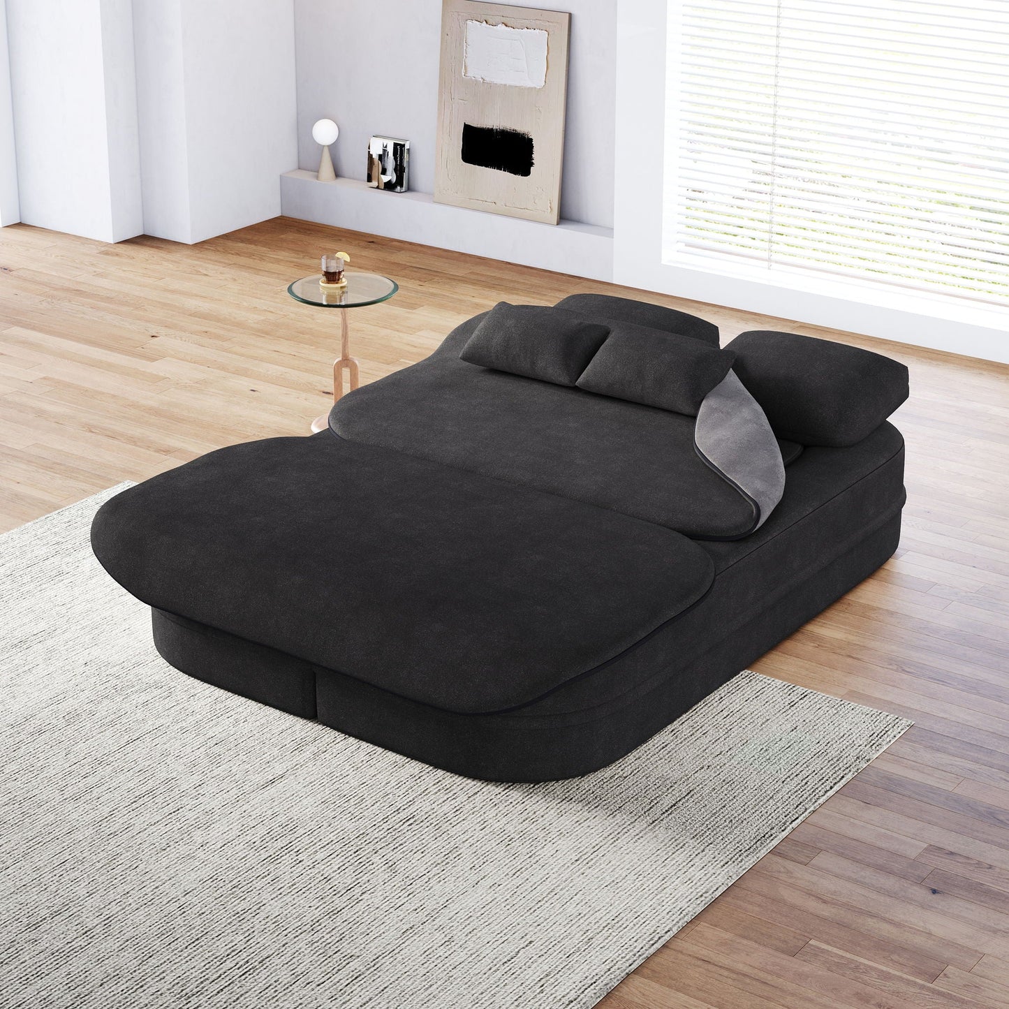 2 In 1 Foldable Sofa Bed With Multi Functional Blanket, Floor Lounge Sofa