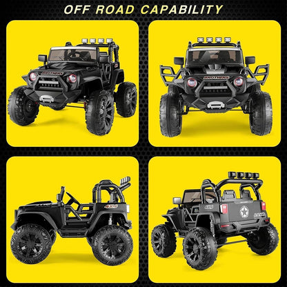 24V/12V Kids Electric Ride On Jeep with Remote Control, 3 Speeds and LED Lights
