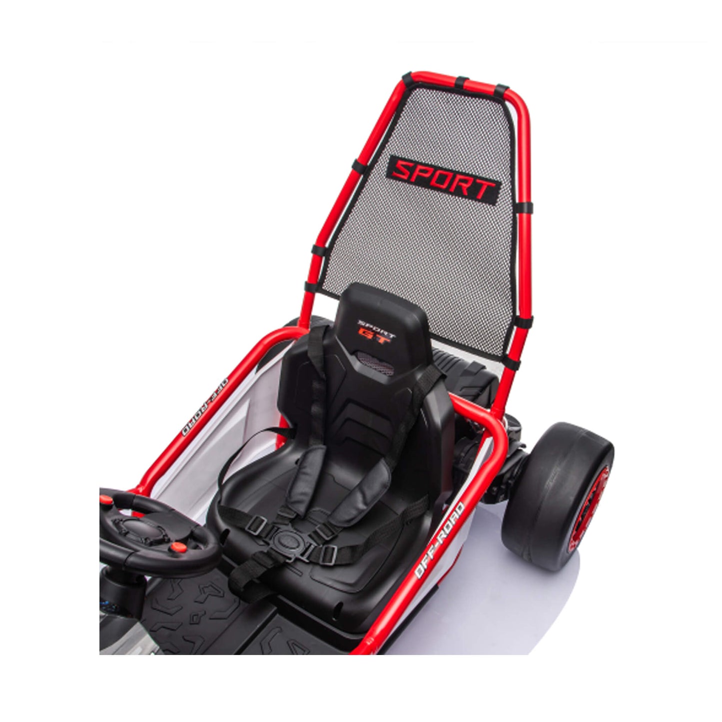 24V 400W Kids Electric Drift Go-Kart With Roll Cage, Bluetooth And Safety Harness (SAK82435)