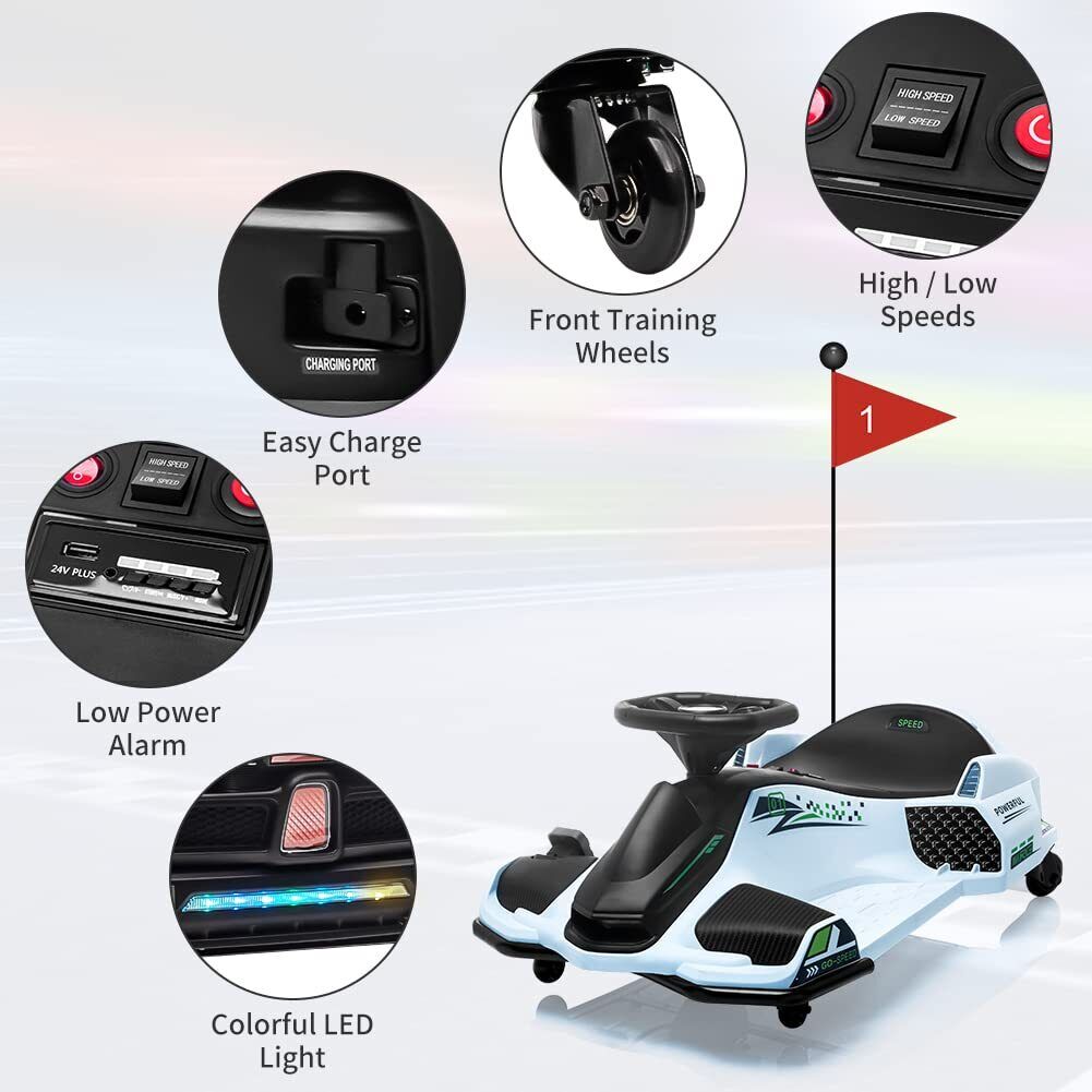 24V Kids Electric Racing Car with Drift Mode - Battery Powered Ride-On Vehicle