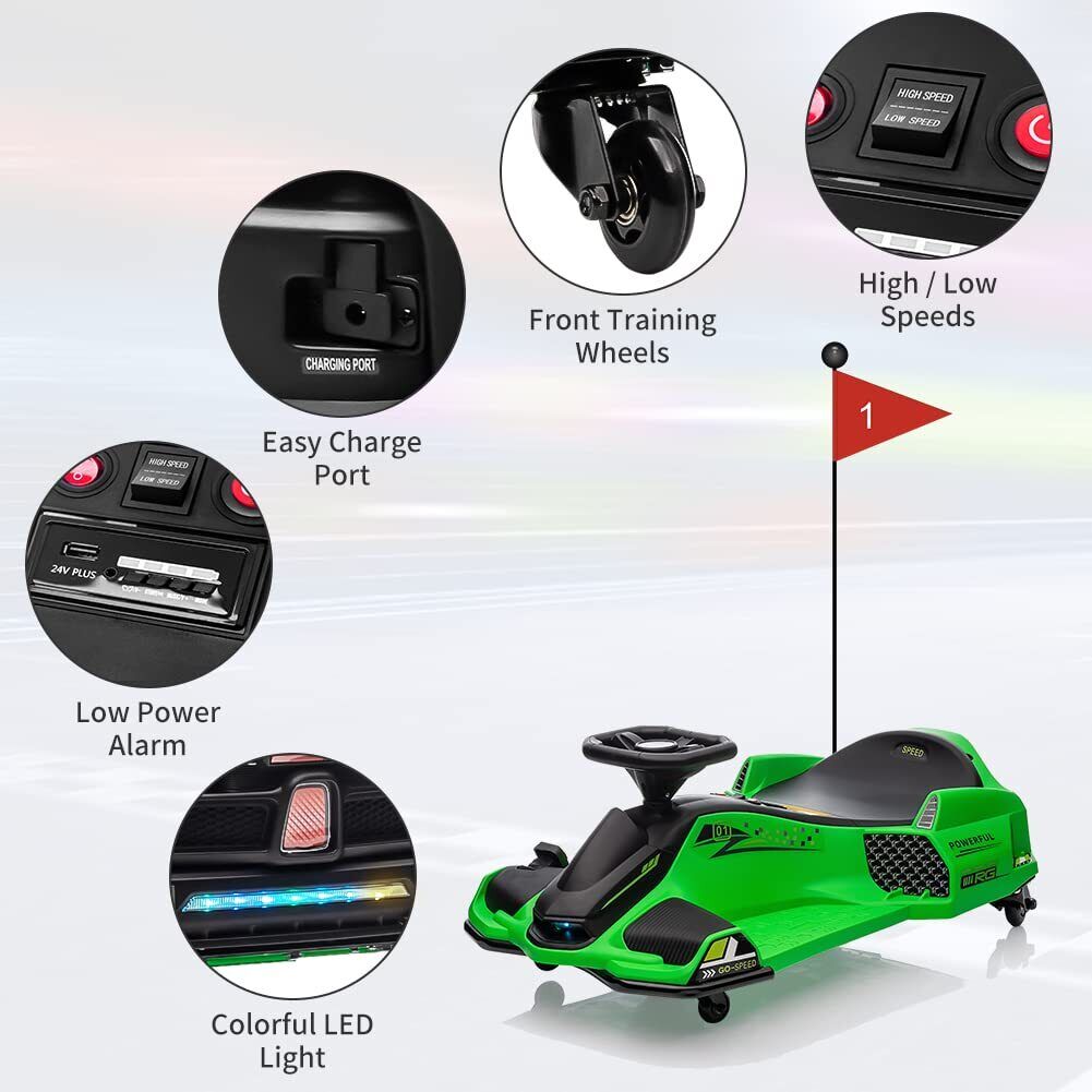 24V Kids Electric Racing Car with Drift Mode - Battery Powered Ride-On Vehicle