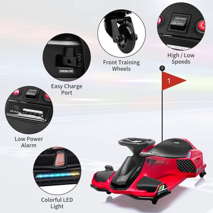 24V Kids Electric Racing Car with Drift Mode - Battery Powered Ride-On Vehicle