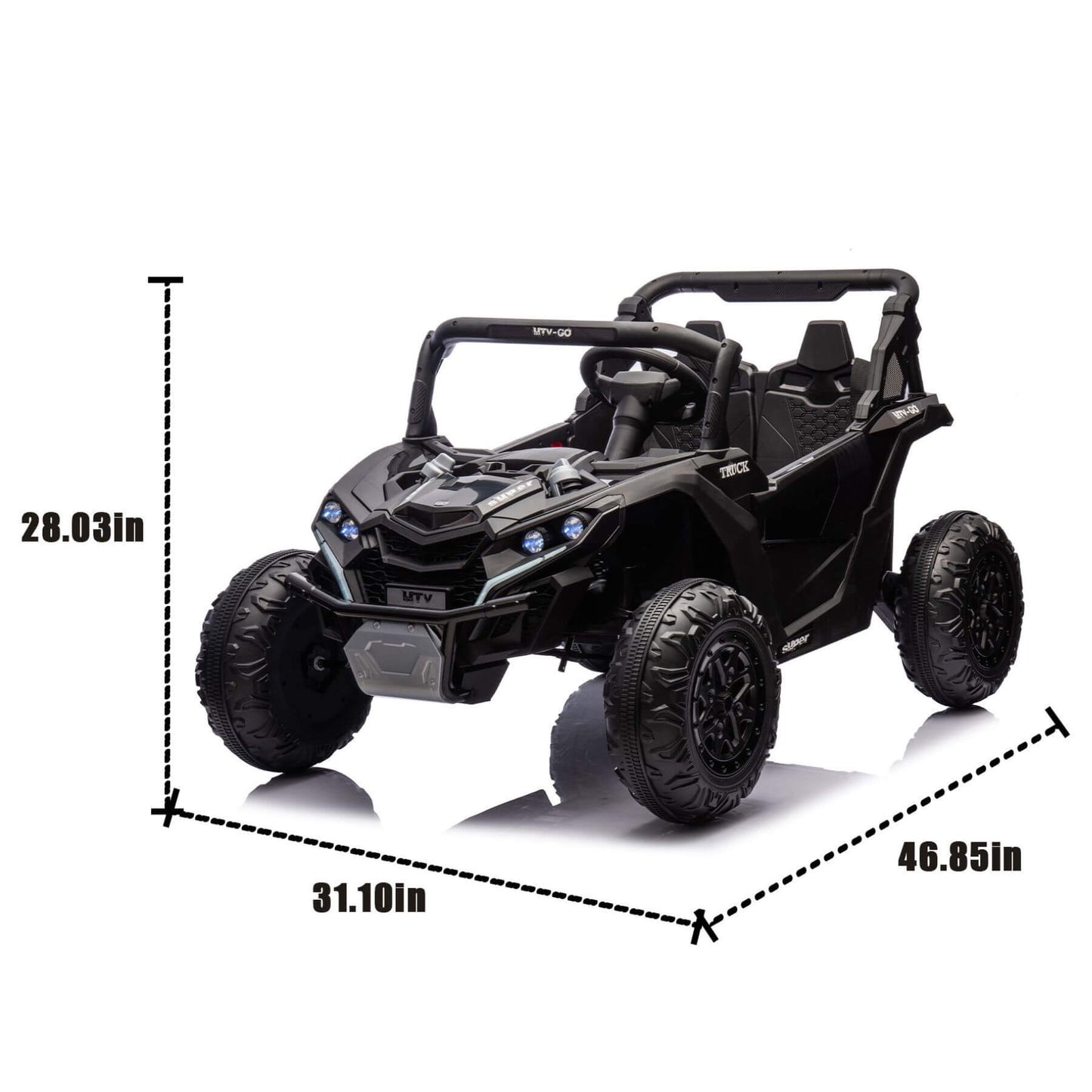 HIFINE 24V Two-Seater Kids Ride On UTV W/Parents Remote Control, for Age 3+, Black