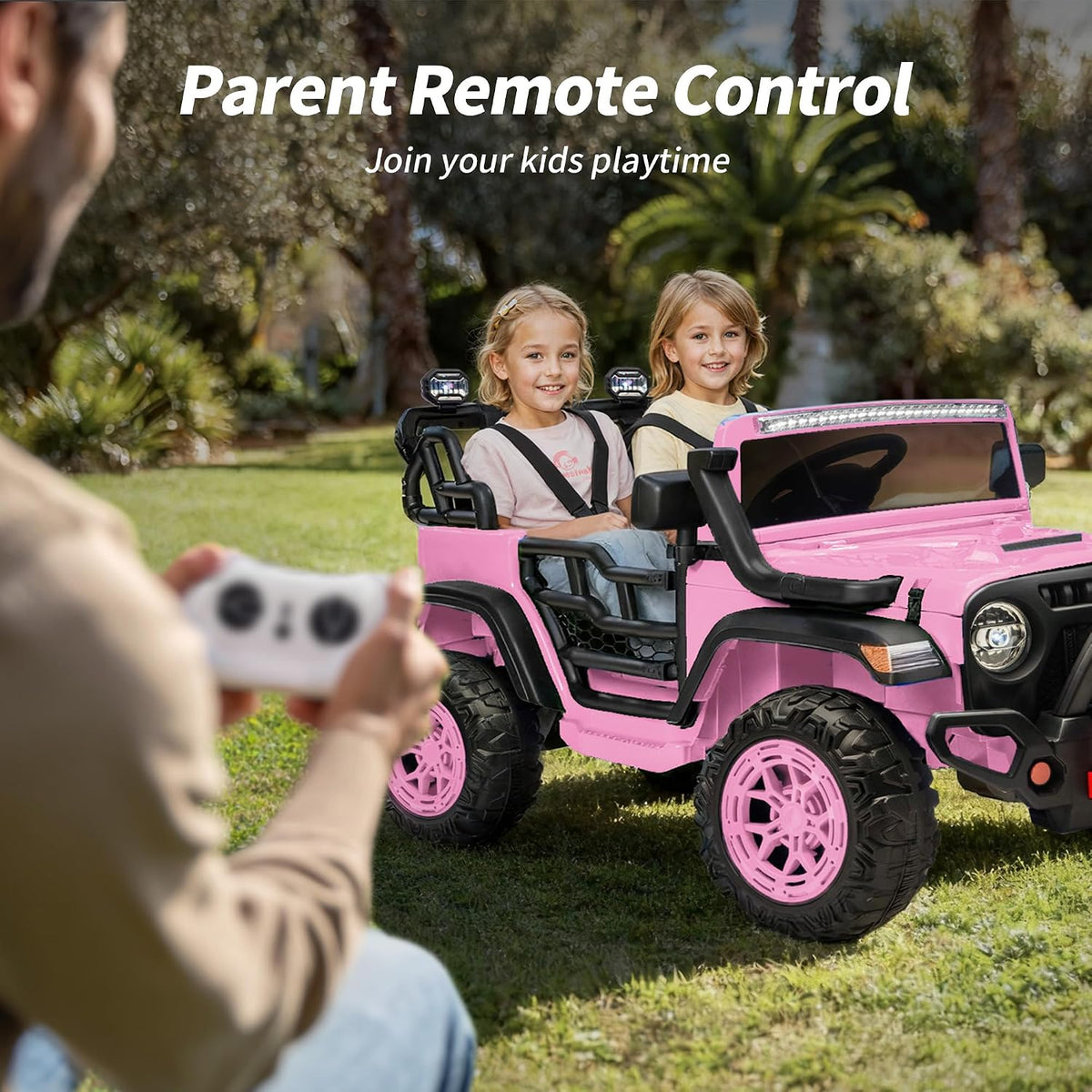 Electric 24V Kids Ride on Truck Car Jeep with MP3 Player, LED Lights, and Remote Control - 2 Seats